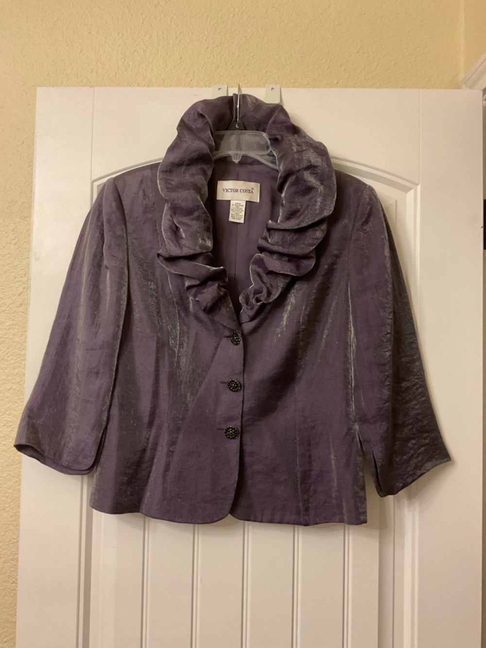 Victor Costa Purple Ruffle Collar Jacket 10
